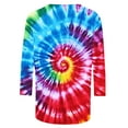 thumbnail image 4 of CYMMPU Tie Dye 3/4 Sleeve Fall Trendy Shirts Spring Tops Blouses for Women Dressy Casual Crew Neck Tunic Tops Loose Fit Ombre T-Shirts XXXXXL, 4 of 5