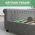 thumbnail image 3 of Merluxy Queen Size Platform Bed Frame, Velvet Upholstered Sleigh Bed with Scroll Wingback Headboard & Footboard/Button Tufted, Grey, 3 of 8