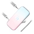 thumbnail image 3 of Lindo estuche de transporte con forma de pata de gato, cubierta protectora dura de cuero PU con correa para el hombro y cuerda de mano para consola de juegos Switch, degradado rosa y azul, 3 of 5
