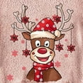 thumbnail image 4 of Top de abrigo de felpa con capucha y manga larga con botones de felpa con estampado navideño informal para mujer Pompotops  FGAJ22578, 4 of 5