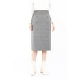 thumbnail image 2 of Grey Midi Tartan Straight Plaid Belted Skirt With Decorative Buttons, 2 of 6