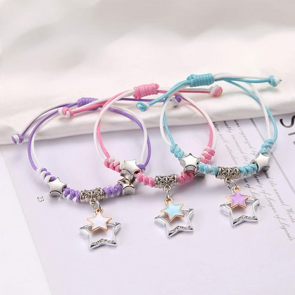 SSKFHGI 3pcs Lucky Charm Handmade Moon Flower Couple Friendship Bracelet Wax Lot Y9 L7W9