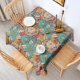 thumbnail image 2 of Multicolor Ethnic Floral Pattern Square Tablecloth,Waterproof Square Table Cover,Wipeable Spillproof Washable Table Cover for Home Kitchen Party Decor 42"X42"(107x107cm), 2 of 6
