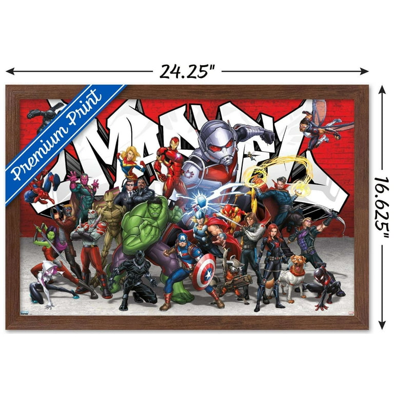 Marvel Comics - Animated Group Wall Poster, 14.725 x 22.375, Framed