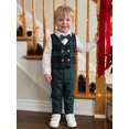 thumbnail image 5 of Cjfdfy Toddler Baby Boy Christmas Gentleman Outfit Button Long Sleeve Shirt With Bow Tie And Plaid Vest Elastic Pants 3Pcs Kids Cute My First Christmas Fall Winter Formal Outfits 6M-8Y, 5 of 9