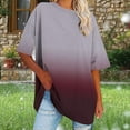 thumbnail image 5 of FRSASU Womens Plus Size Tops Basic Summer Shirts Short Sleeve Round Neck Gradient Color Casual T-Shirt Loose Fits Gray, 5 of 7