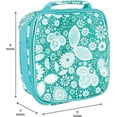 thumbnail image 6 of Teal Floral Motif Water Resistant Zipper Closure Insulated Soft Cooler Lunch Bag, 6 of 6