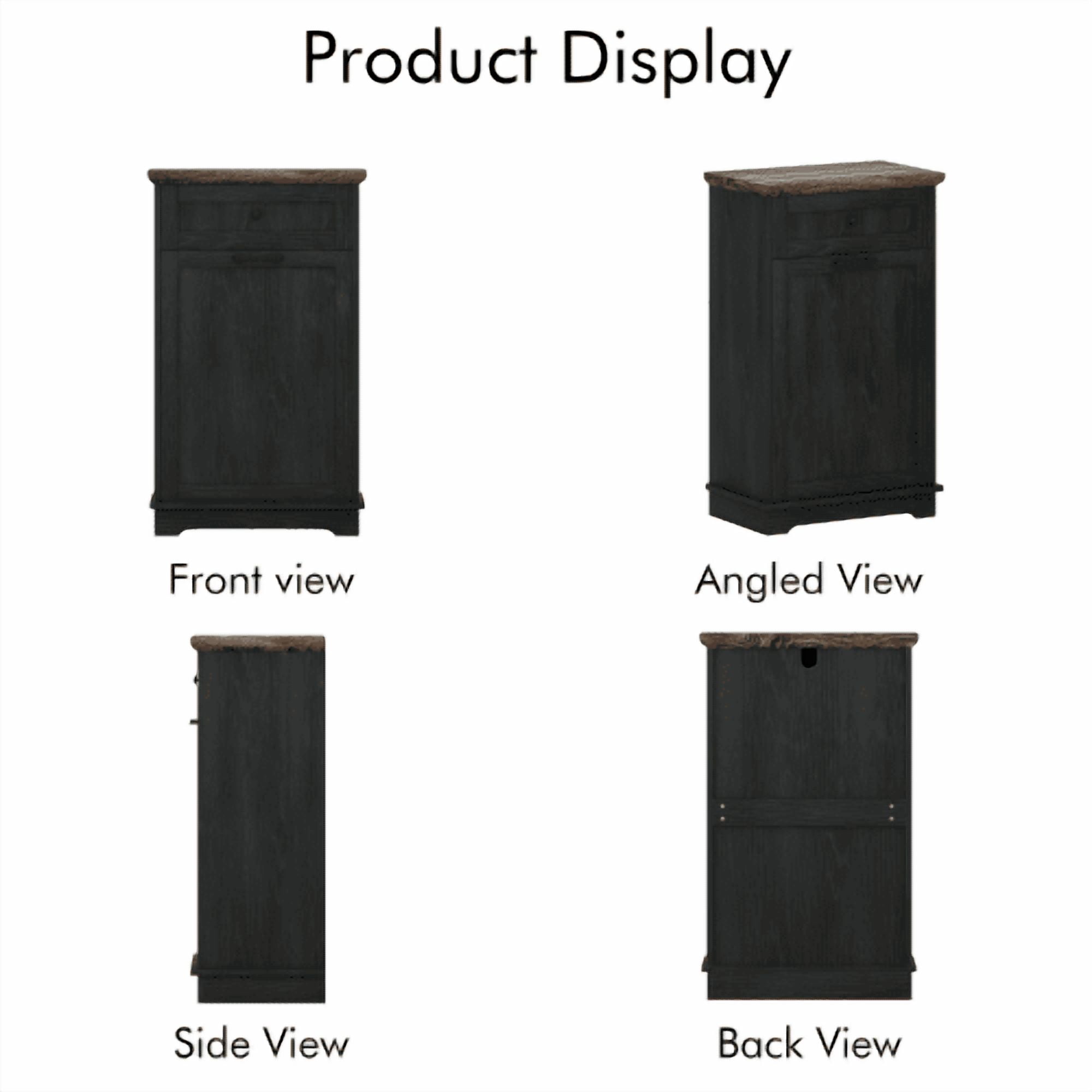 10 Gallon Tilt Out Trash Cabinet, Freestanding Wooden Garbage Recycling Bin with Hideaway Drawer, Pet Proof Trash Can Holder for Kitchen Living Room, Antique Black (Trash Can Not Included)