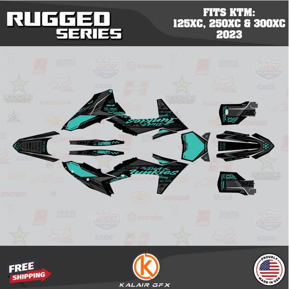 Kalair GFX Graphics Kit for Ktm KTM Enduro 2-Stroke 125XC,250XC and 300XC (2023) Rugged Series