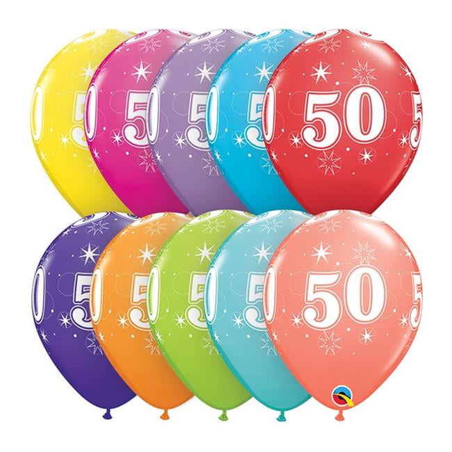 Qualatex 85938 11 in. 50th Birthday A Round Latex Balloon - Walmart.com ...