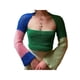 thumbnail image 1 of VISgogo Jersey de ganchillo de patchwork para mujer, manga larga, cuello cuadrado, tops recortados ahuecados VISgogo moda, 1 of 9