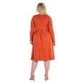 thumbnail image 2 of Plus Size 24seven Comfort Apparel Long Sleeve Fit & Flare Midi Dress Color: Hunter Size: 3X, 2 of 4
