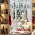 thumbnail image 3 of Valance Curtains for Kitchen Windows Xmas Snowman Silver Pine Tree StarRod Pocket Valance Winter Snowflake Xmas BallShort Window Curtain Topper for Bedroom Living Room Bathroom 42x12in, 3 of 7