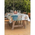 thumbnail image 2 of Outdoor Tablecloth with Umbrella Hole and Zipper, Teal Blue Coastal Rectangle Table Cloth 60x102 Inch Waterproof Tablecloth, Summer Beach Starfish Shell Coral Nautical Vintage Picnic Table Cover, 2 of 7