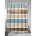 thumbnail image 5 of Abstract Gradient Stripe Shower Curtain, Brown Blue Watercolor Waterproof Shower Curtain Set with 12 Hooks Lightweight Washable Fabric Shower Curtains for Bathroom 72x72 Inches, 5 of 6
