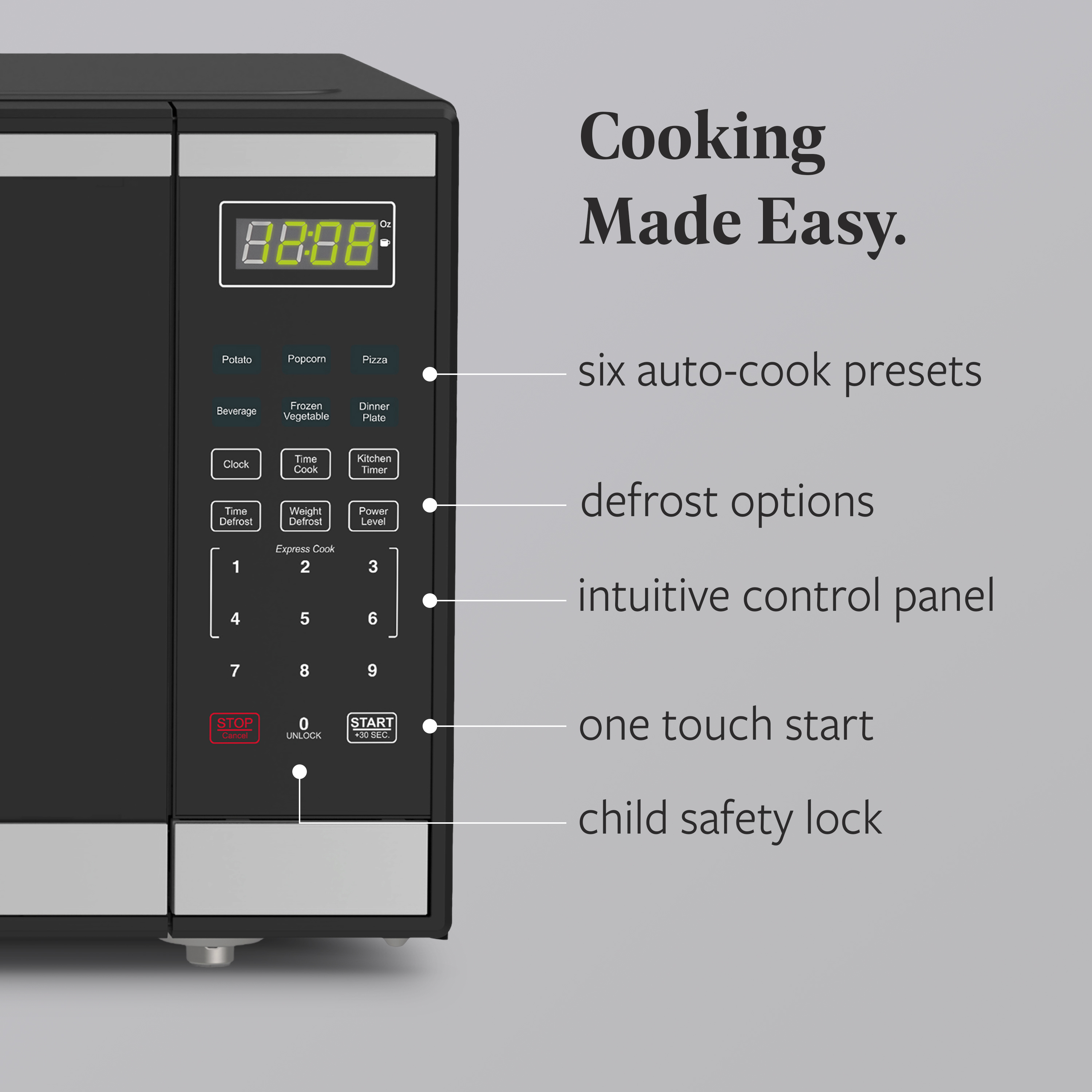 Farberware 1.6 cu ft Microwave Oven, 1100W Countertop Microwave Oven with 6 Auto Cook Settings, Stainless Steel
