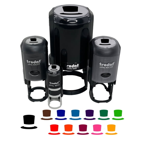 Top Hat Self-Inking Rubber Stamp Ink Stamper - Black Ink - Mini 1/2 Inch