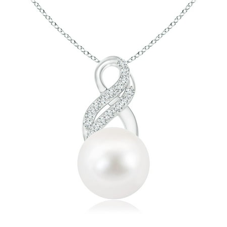 Freshwater Pearl Swirl Drop - Mother's Day Jewelry - Freshwater Cultured Pearl Drop Pendant with Infinity Swirl in 14K White Gold (10mm Freshwater Cultured Pearl) - SP0948FWPRD-WG-AA-10