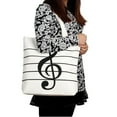 thumbnail image 2 of Bolso tote de lona con símbolos musicales de moda, bolso de hombro, bolso de compras, regalo (blanco), 2 of 5