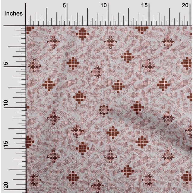 oneOone Cotton Flex Dark Red Fabric Geometric Texture Craft Projects Decor Fabric Printed By The Yard 40 Inch Wide