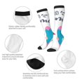 thumbnail image 3 of Xecao Gnomes Summer print thigh-high socks, crafted for both men and women with a stretchy, high-opaque design perfect for daily wear, 3 of 6
