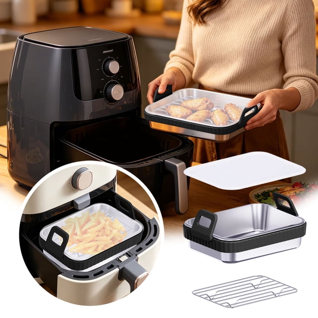 Tong Air Fryer With Silicone Handle Air Fryer Tray Air Fryer Container Detachable Silicone Ring Dishwasher
