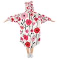 thumbnail image 2 of FORMRS Wearable Blanket Hoodie with Sleeves for Kids Cozy Flannel Sweatshirt, Pink Floral, 2 of 7
