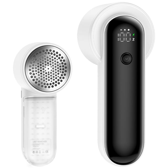 ABCPOW Fabric Shaver, Lint Remover Rechargeable, Electric Portable Sweater Defuzzer with 3 Speeds, 6 Leaf Blades, Digital LED Display to Remove Pilling for Clothes, Furniture, Sweater, Couch, Blanket