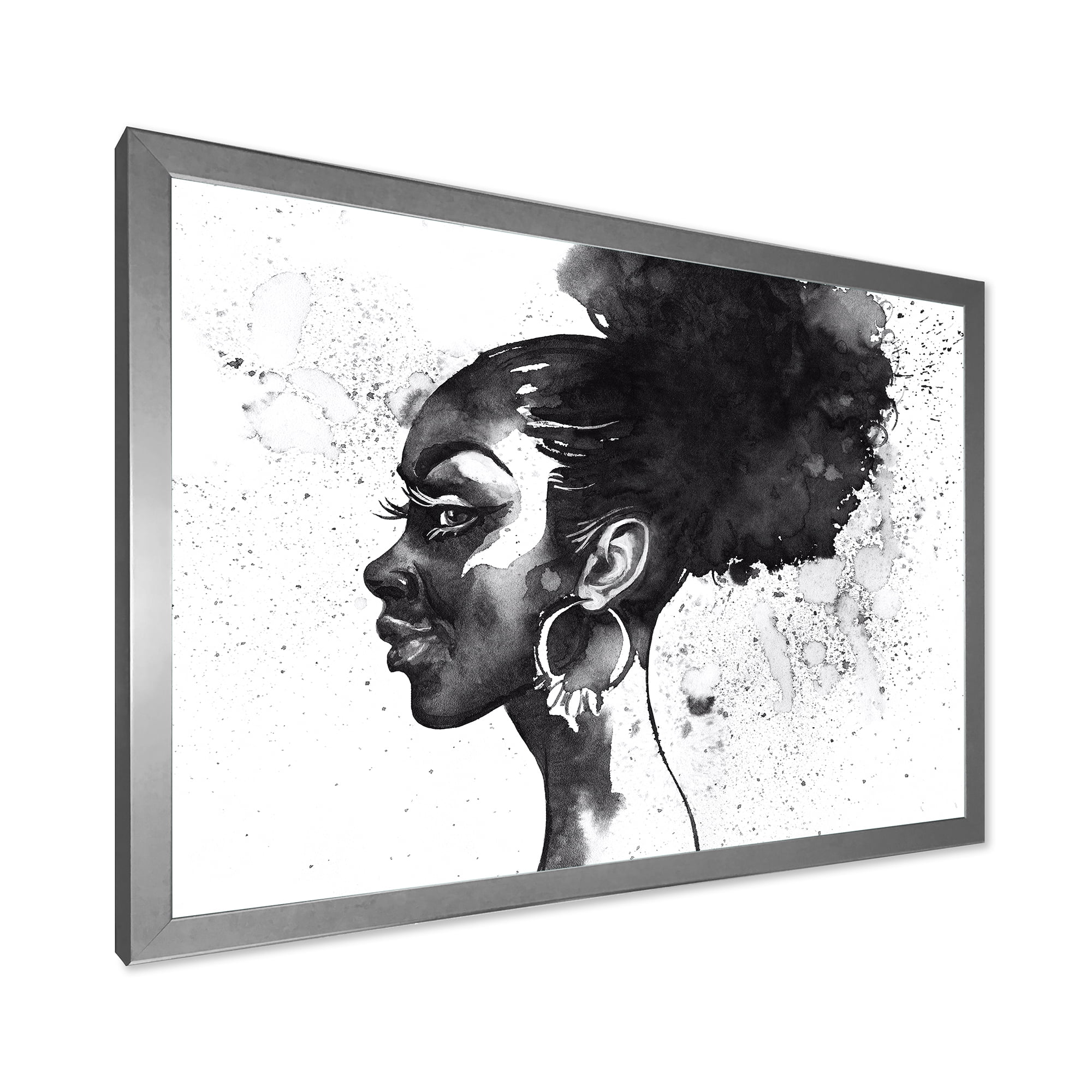 Designart 'Black and White Portrait of African American Woman I' Modern Framed Art Print