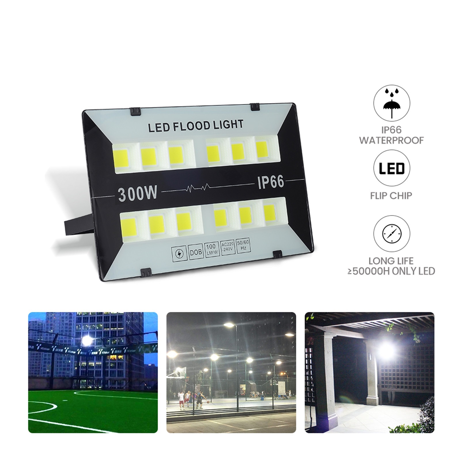 LED Flood Light 50W 100W 200W 300W Luces Exterior Outdoor Lighting LED Spotlight LED Street Lamp IP66 Waterproof Wall Light