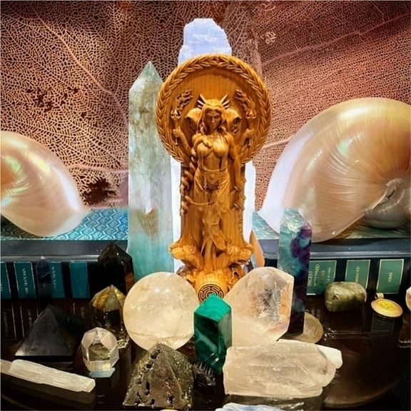 DYFUHO Greek Mythology Hecate Statue,Triple Goddess Symbol Sculpture Resin Statue Altar for Home Altar Wicca Witch Statue,Creative Desk Decoration