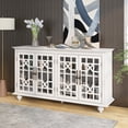 thumbnail image 3 of Storage Cabinet Console Table Wood Storage Chest with Adjustable Height Shelves and Metal Handles, 4 Doors Buffet Cabinet, 3 of 8