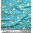 thumbnail image 1 of Soimoi Japan Crepe Satin Fabric Leaves & Owl Bird Printed Craft Fabric by the Yard 42 Inch Wide, 1 of 1