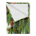 thumbnail image 2 of Christmas Soft Flannel Fleece Throw Blanket, Evergreen Fir Tree Branches with Cones Yule Celebration Holly Culture Design, Cozy Plush for Indoor and Outdoor Use, 50" x 70", Green Brown, by Ambesonne, 2 of 5