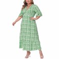 thumbnail image 4 of Liquidation d'Été 2025! Robe Grande Taille pour Femmes, Robe d'Été en Liquidation pour Femmes, Mode Sexy d'Été pour Femmes Grande Taille Imprimée Manches Courtes Col en V, 4 of 4