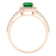 thumbnail image 4 of Clara Pucci 14K Rose Gold Solid Gold Emerald Solitaire with Accents Anniversary Ring for Women - 1.935 cttw Emerald Cut, 4 of 8