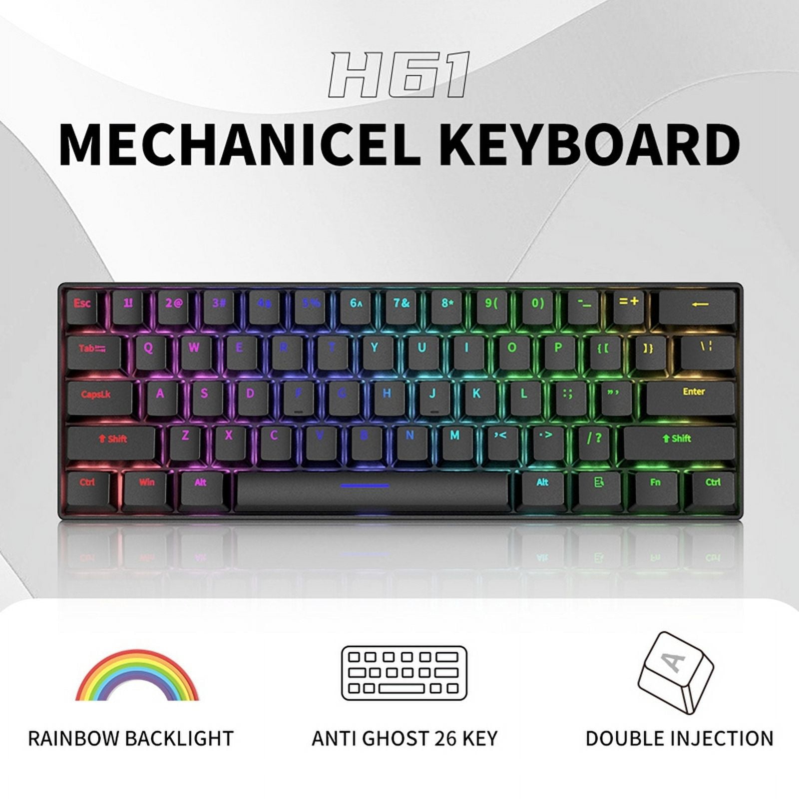 Mechanical Keyboard 61 Keys Mixed Light Hot Swap Keyboard Accessories Gaming Keyboard White Red