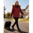 thumbnail image 4 of WenVen Women's Winter Coat Quilted Puffer Jacket Windproof Puffy Outerwear Wine Red 2XL, 4 of 13