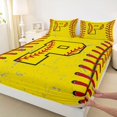 thumbnail image 3 of Manfei Letter P Monogrammed Twin Sheet Sets,Baseball Game Twin Fitted Sheet,Yellow Red Flat Sheet For Boy,Microfiber Room Decorative,3pcs, 3 of 7