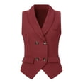 thumbnail image 1 of Chaleco elegante Allegra K para mujer con doble botonadura y solapa sin mangas Borgoña L, 1 of 6