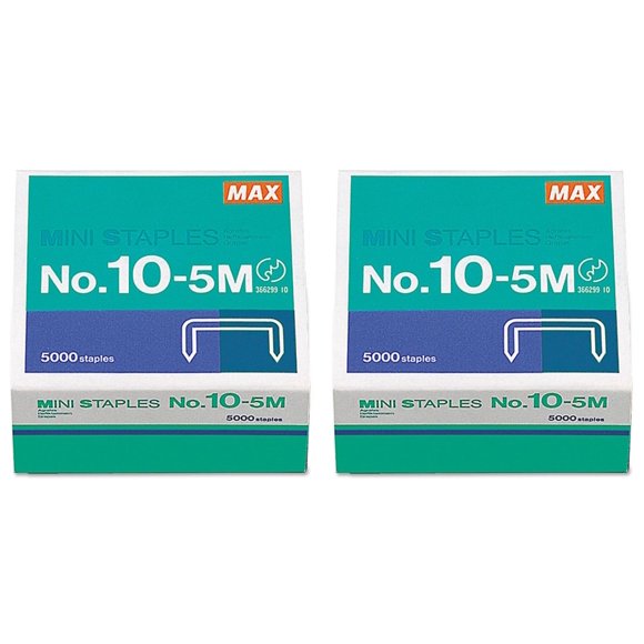 Mini Staples for use in Max HD-10DF Stapler, 3/8" Crownx3/16" Leg, 5000/Box MXB105M, 2 Packs