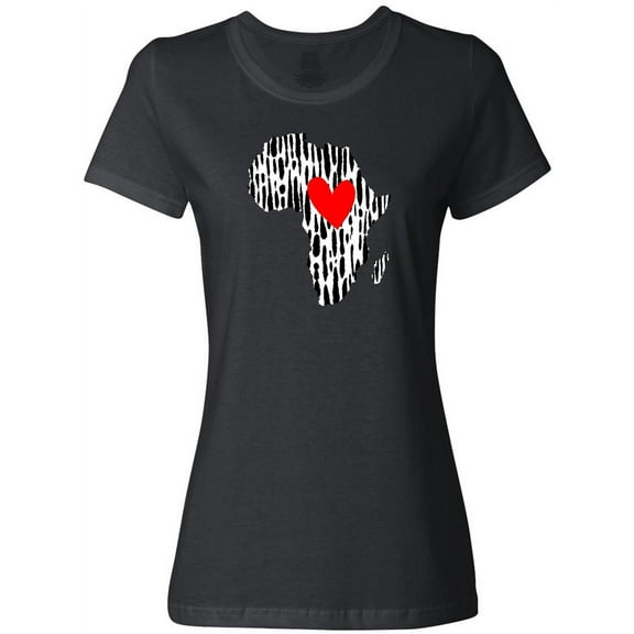 Inktastic Black History Month Ink Print African Heart Women's T-Shirt