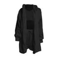 thumbnail image 4 of HAPIMO Sales Women's Cozy Knit Set 3-Piece Outfits Fuzzy Fleece Warm Hooded Cardigan Crop Top Shorts Set Warm Pajamas Loungewear Black XL, 4 of 6