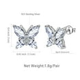 thumbnail image 5 of Juwaliy Butterfly Earrings Diamond April Birthstone Studs Earring 925 Sterling Silver Women Jewelry Wife Valentines Mother's Day Gifts for Mom/Grandma, 5 of 9