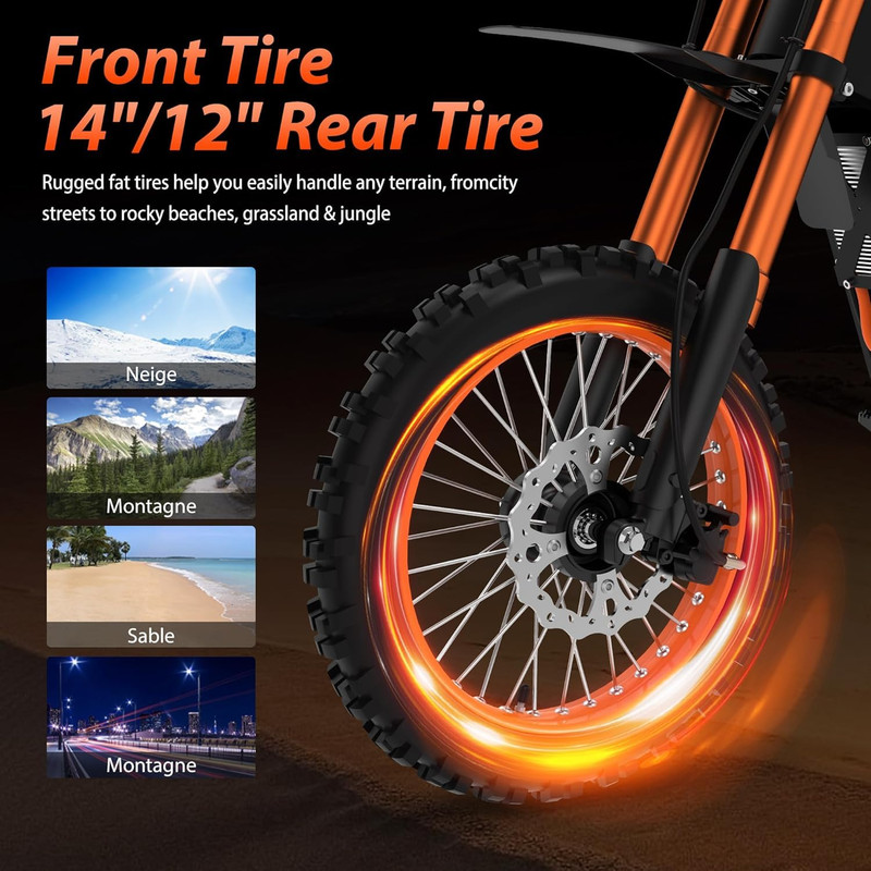 3000W 48V Electric Dirt Bike for Adults 38MPH Top Speed 38 Miles Range Full Suspension UL2849 Certified
