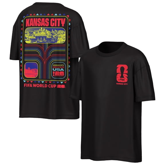 Men's Outerstuff Black 2026 FIFA World Cup Kansas City Host City Local Oversized T-Shirt
