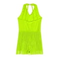 thumbnail image 4 of Riismen Kids Girls Rhinestones Latin Jazz Tango Rumba Samba Dance Dress Fringe Leotard Dress Fluorescent Yellow 10, 4 of 5