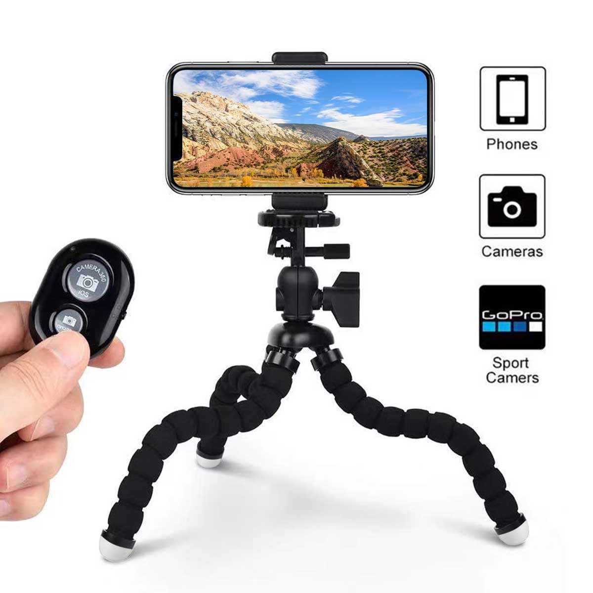 Slager Wiens Shuraba Phone Tripod,Candywe Cell Phone Tripod Flexible Tripod with Bluetooth  Remote Shutter,Mini Tripod for iPhone Android Phone Camera GoPro,Smartphone  Tripod Mount Stand with Carry Pouch - Walmart.com