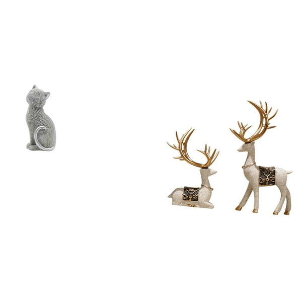 Figura de escritorio,Estatua de gato,linda estantería,escritorio,decoración del hogar,Estatua de alce y ciervo,Figuras de alce y ciervo,decoración del hogar,estatuas de resina,Estatua de