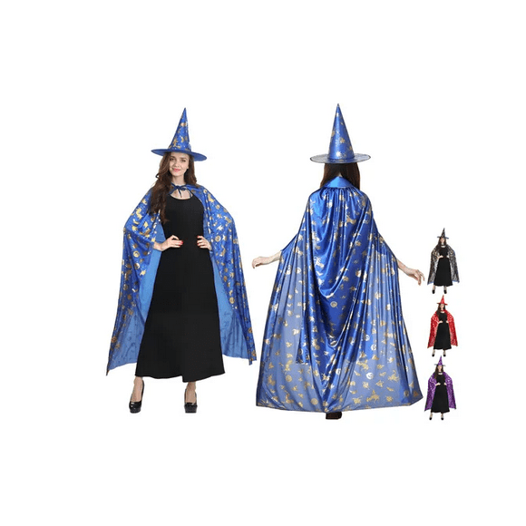 Disfraz De Halloween Capa Con Capucha Manto De Halloween Bruja Cosplay Adulto Xtellar azul